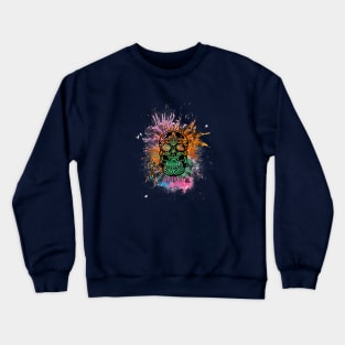 colorful skull on a paint-stained background Crewneck Sweatshirt